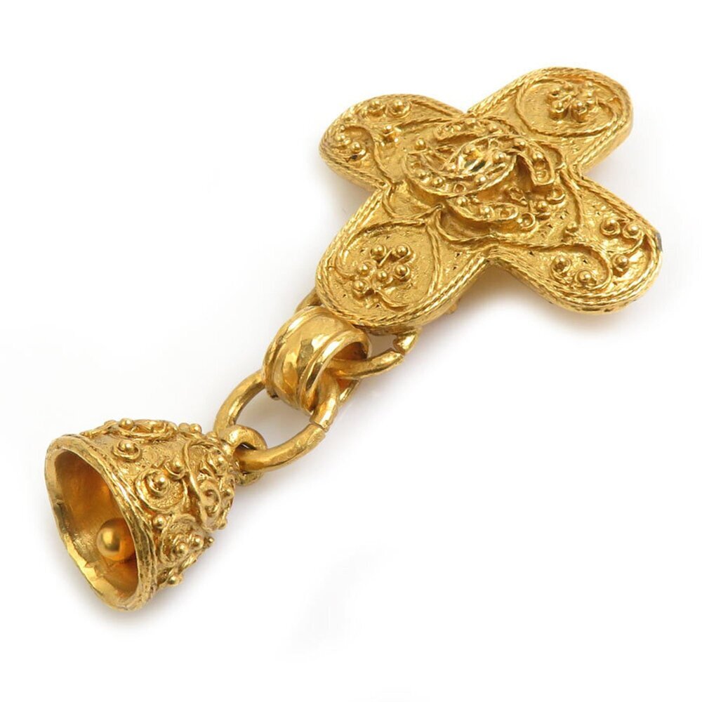 CHANEL Authentic Gold Logo Brooch - Picture 2 of 5